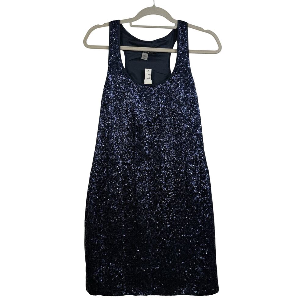 Party Cocktail NWT 2b. Rych Blue Sequin Mini Dress Size 4 Racer Back Scoop Neck - Picture 10 of 12